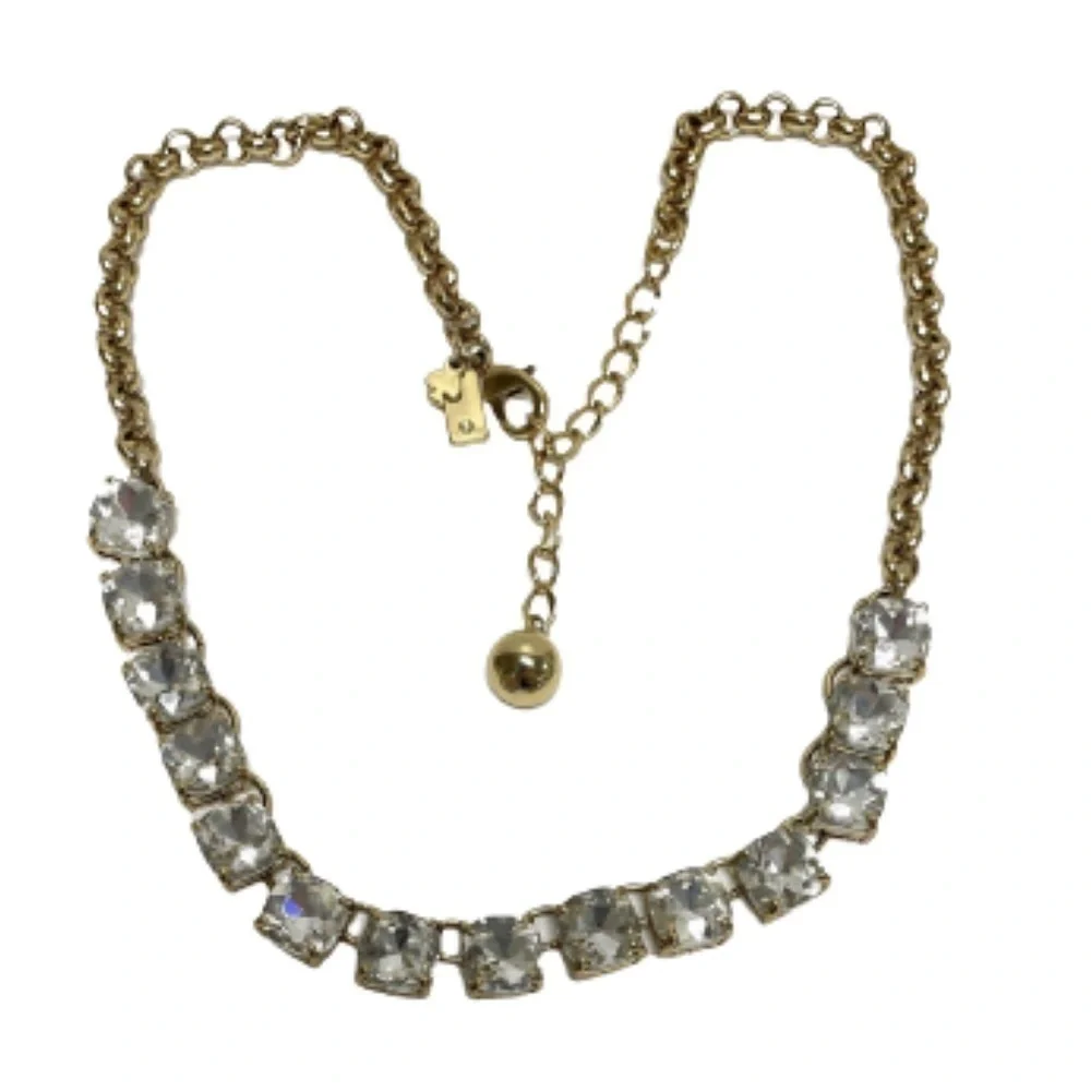 Kate Spade Squared Away gold sparkle necklace